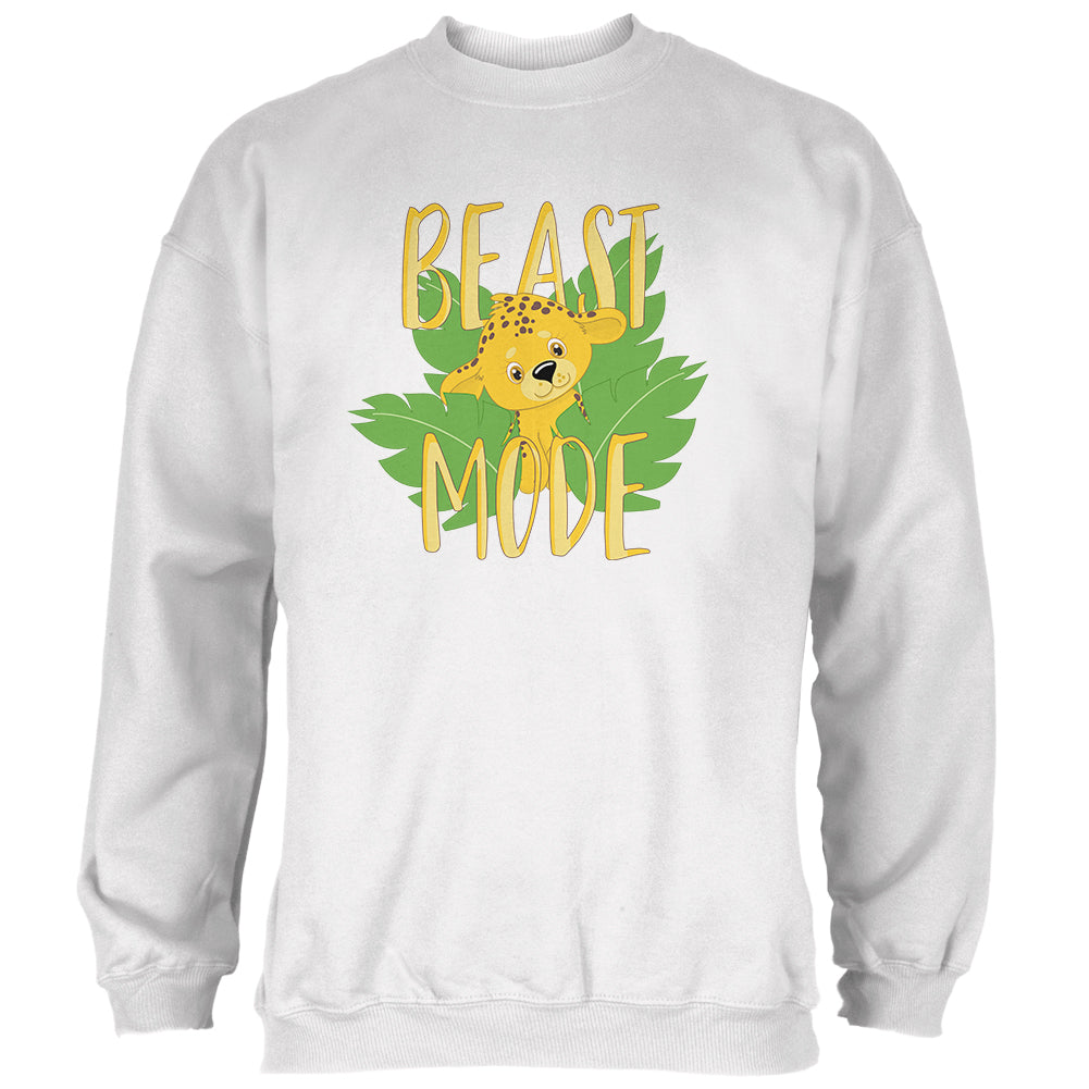 Beast Mode Cute Cheetah Cub Mens Sweatshirt Men's Sweatshirts Old Glory 2XL White