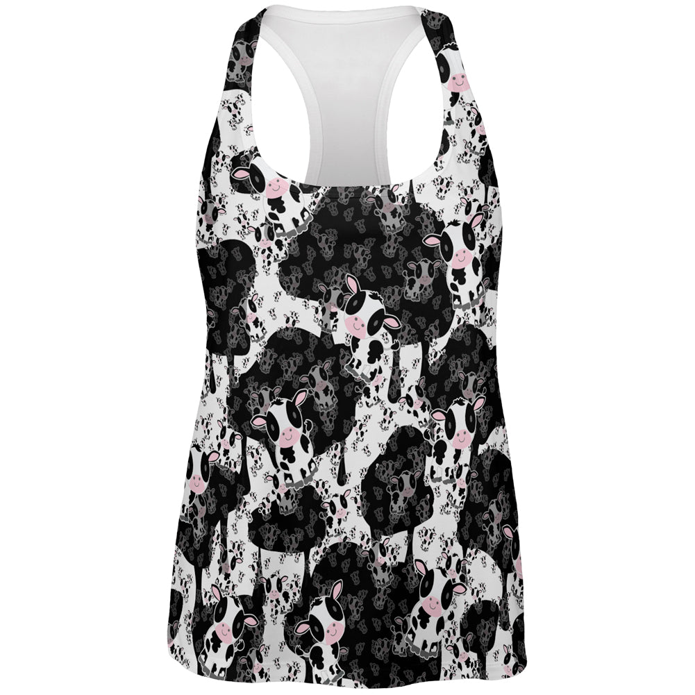 Cute Mad Cow Pattern All Over Womens Work Out Tank Top Women's Tank Tops Old Glory 2XL Multicolored