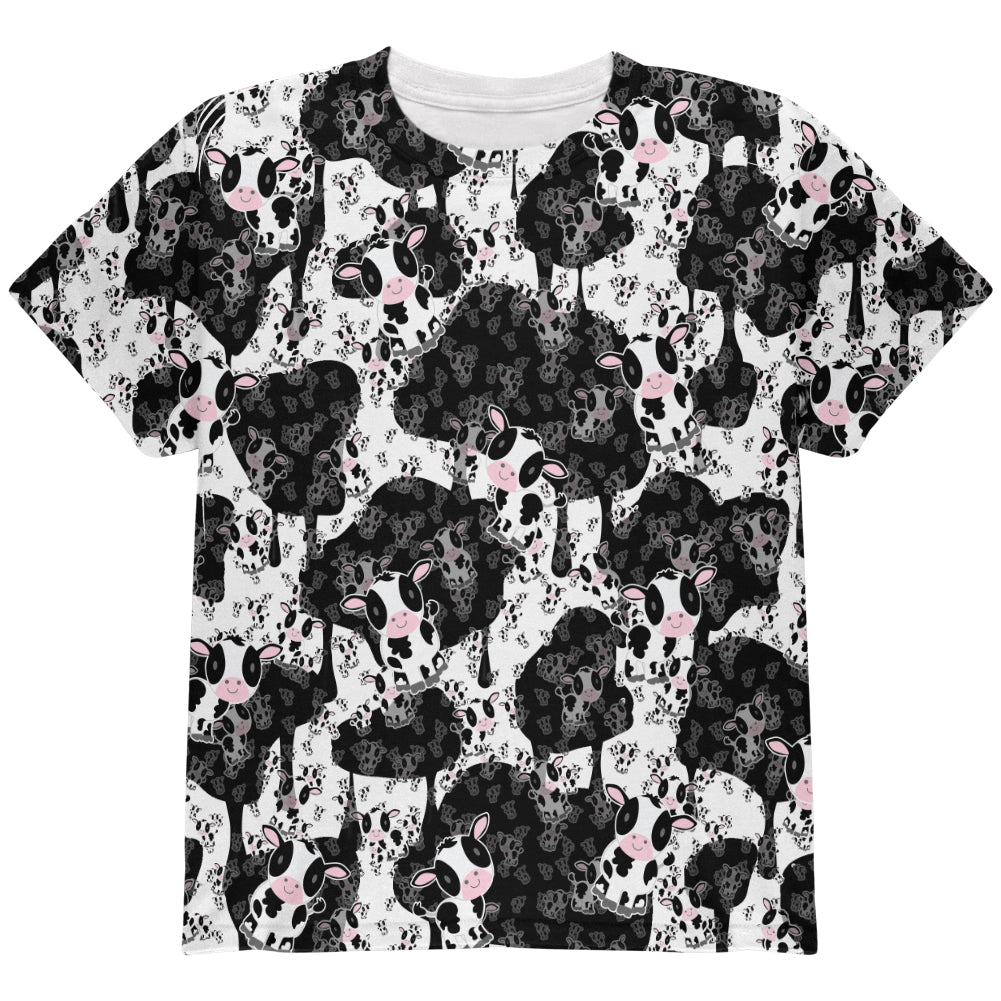 Cute Mad Cow Pattern All Over Youth T Shirt Youth T-Shirts Old Glory YLG Multicolored