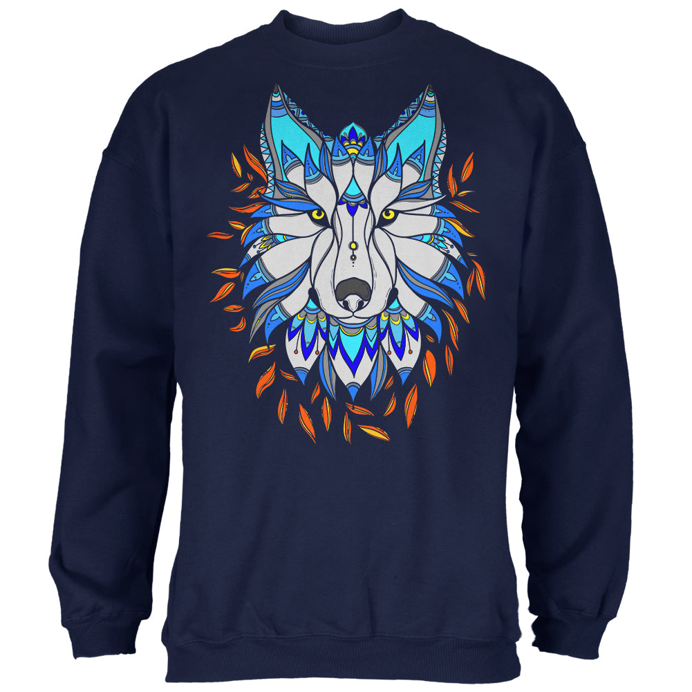 Totem Wolf is my Spirit Animal Mens Sweatshirt Men's Sweatshirts Old Glory 2XL Navy