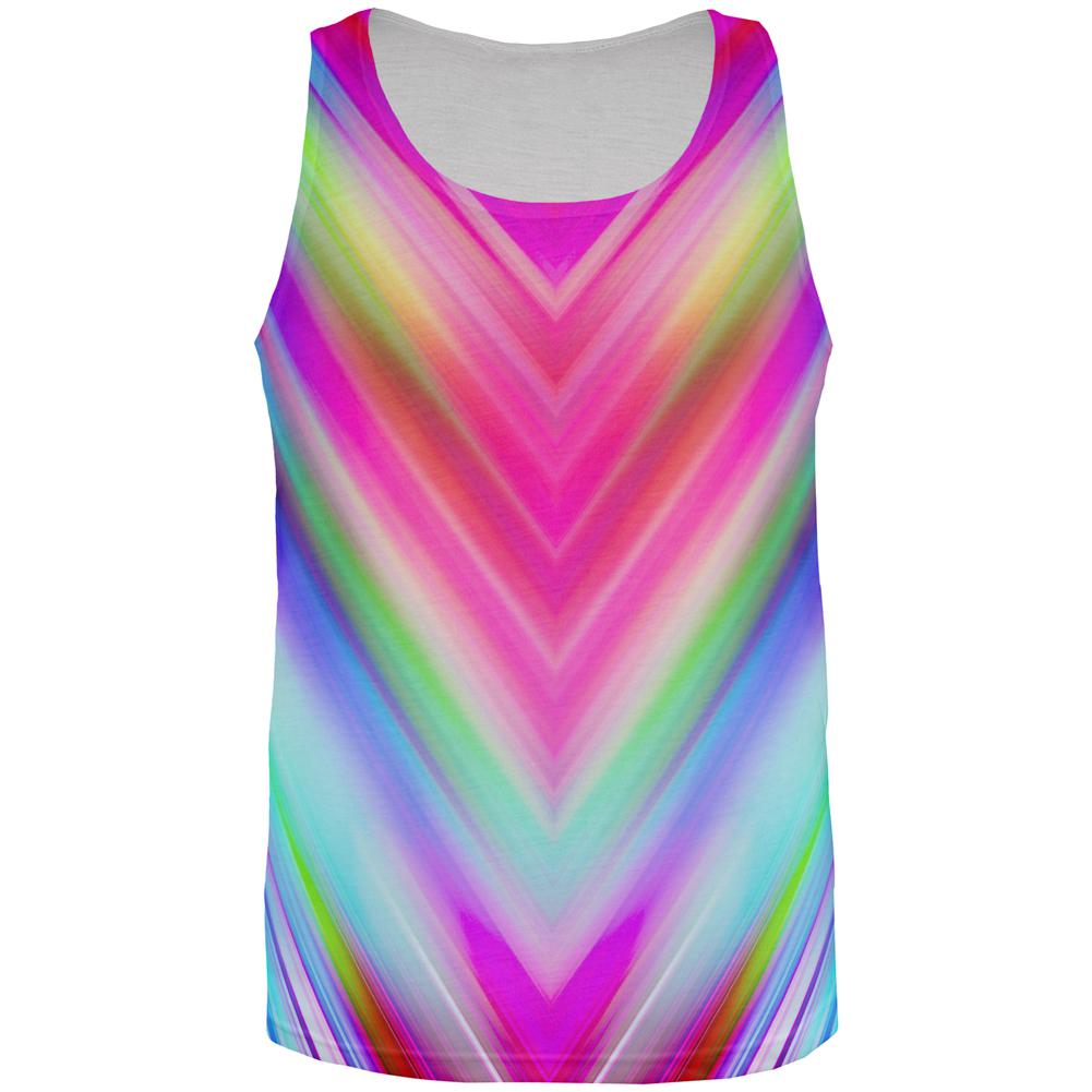 Mirrored Light Beams Pastel Rainbow All Over Mens Tank Top Men's Tank Tops Old Glory 2XL Multi