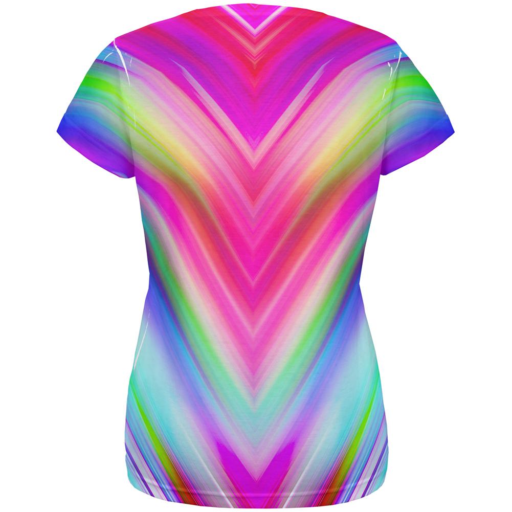 Mirrored Light Beams Pastel Rainbow All Over Womens T Shirt Women's T-Shirts Old Glory