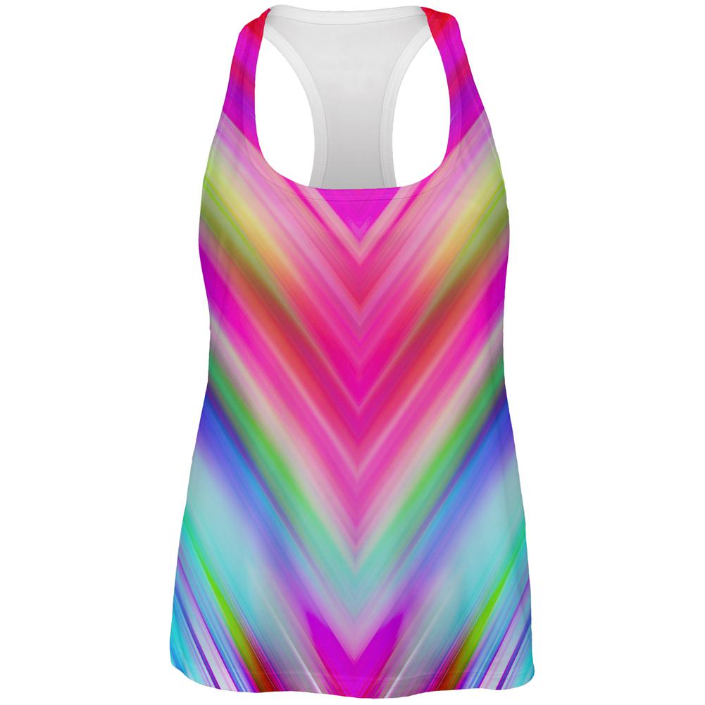 Mirrored Light Beams Pastel Rainbow All Over Womens Work Out Tank Top Women's Tank Tops Old Glory 2XL Multi