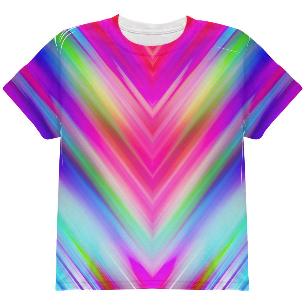 Mirrored Light Beams Pastel Rainbow All Over Youth T Shirt Youth T-Shirts Old Glory LG Multi