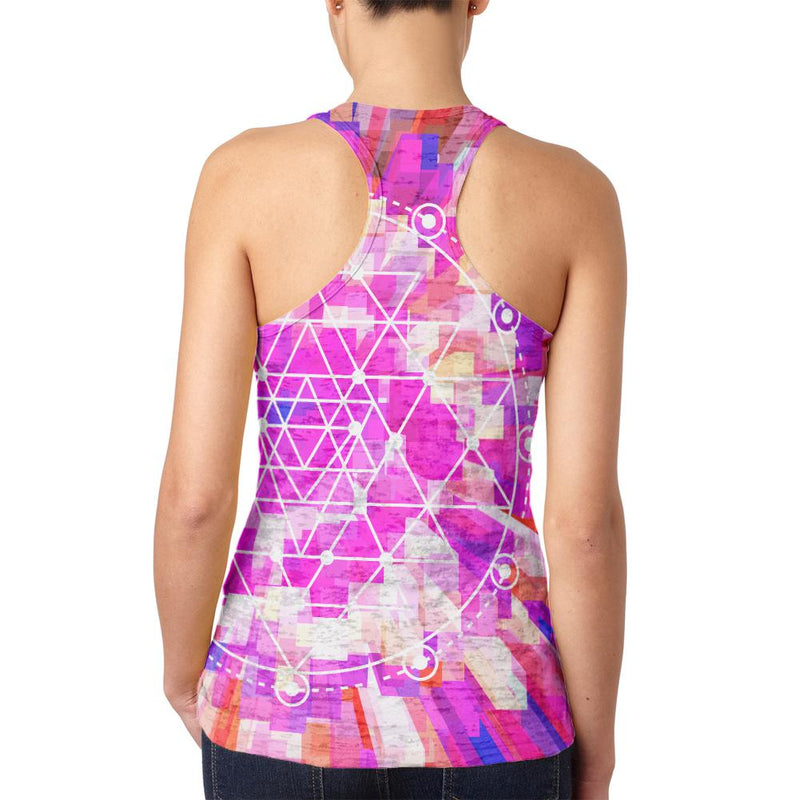 Sri Yantra Sacred Geometry Juniors Burnout Racerback Tank Top Juniors Tank Tops Old Glory