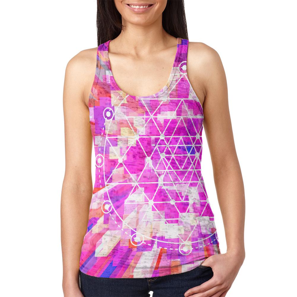 Sri Yantra Sacred Geometry Juniors Burnout Racerback Tank Top Juniors Tank Tops Old Glory 2XL Multi