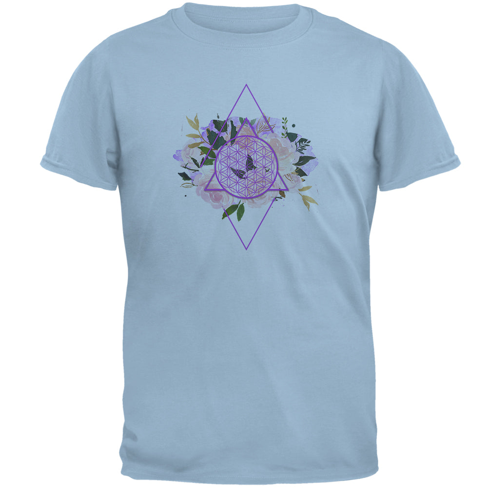 Flower of Life Watercolor Geometric Mens T Shirt Men's T-Shirts global 2XL Light Blue