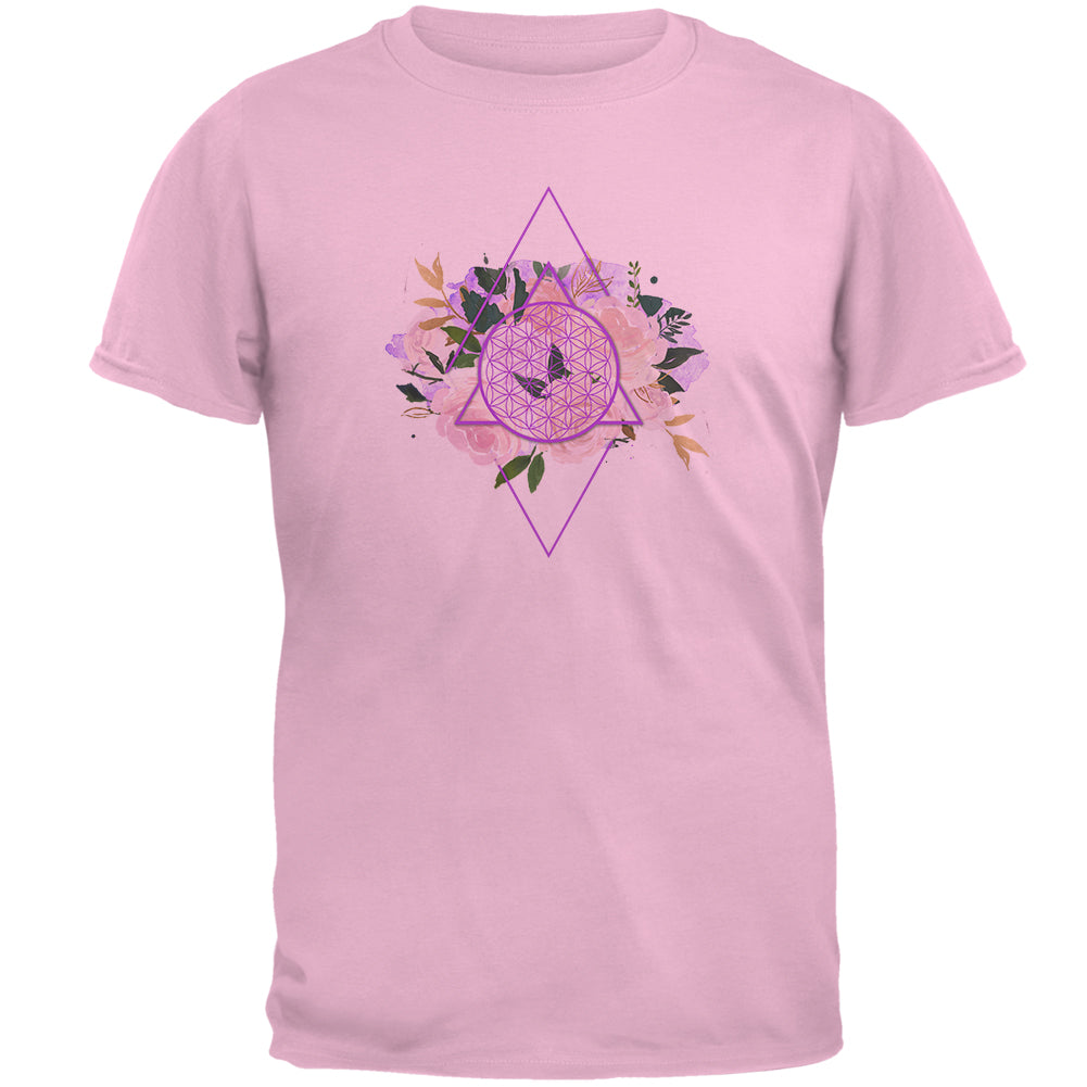 Flower of Life Watercolor Geometric Mens T Shirt Men's T-Shirts global 2XL Light Pink