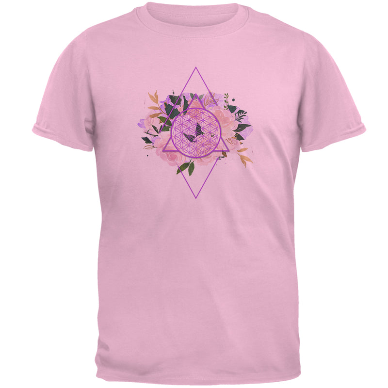 Flower of Life Watercolor Geometric Mens T Shirt Men's T-Shirts global 2XL Light Pink