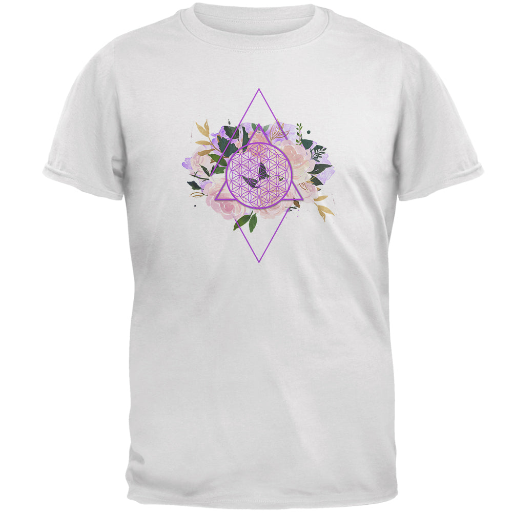 Flower of Life Watercolor Geometric Mens T Shirt Men's T-Shirts global 2XL White