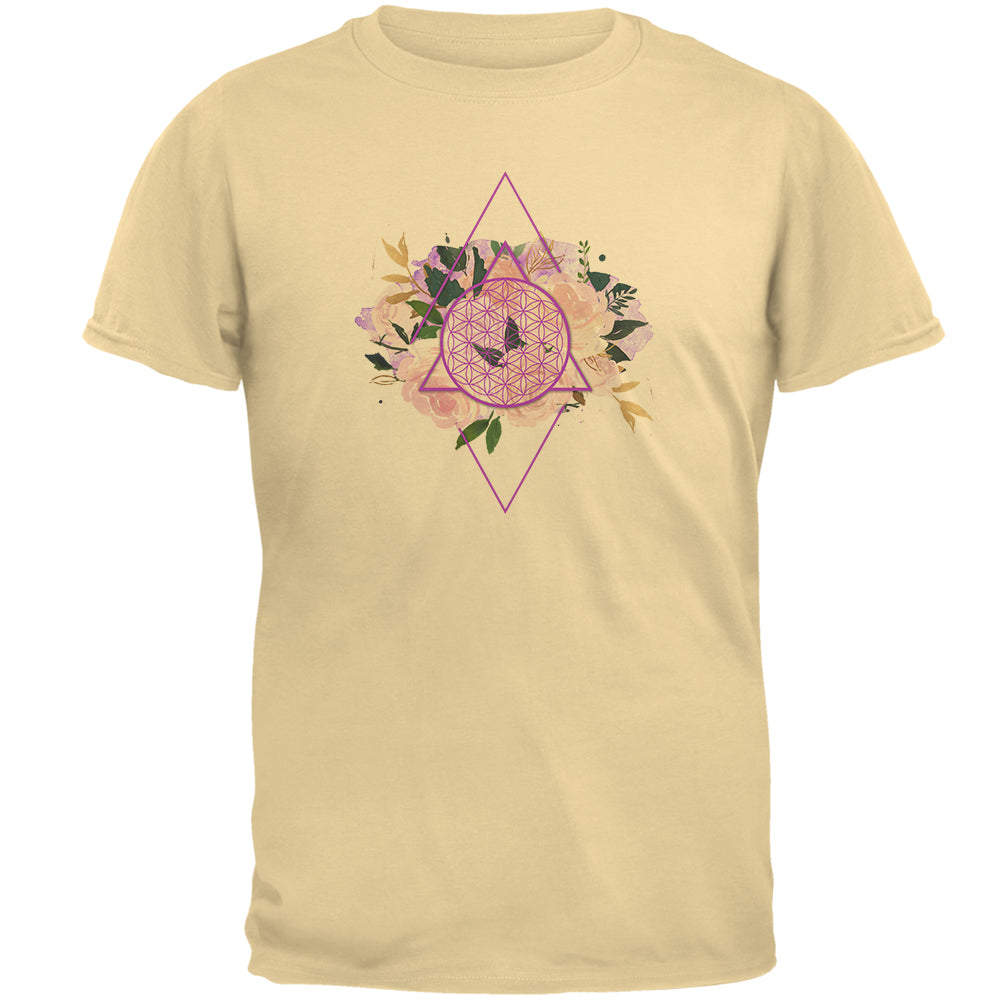 Flower of Life Watercolor Geometric Mens T Shirt Men's T-Shirts global 2XL Yellow Haze