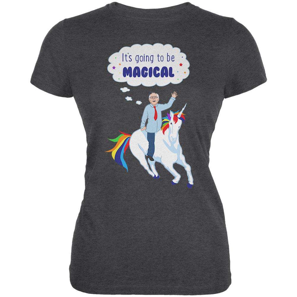 Election 2020 Bernie Sanders is Magical Unicorn Juniors Soft T Shirt Juniors T-Shirts Old Glory 2XL Black