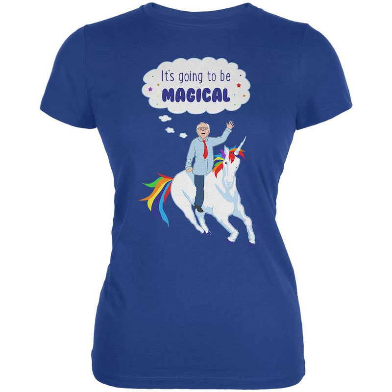 Election 2020 Bernie Sanders is Magical Unicorn Juniors Soft T Shirt Juniors T-Shirts Old Glory 2XL Blue