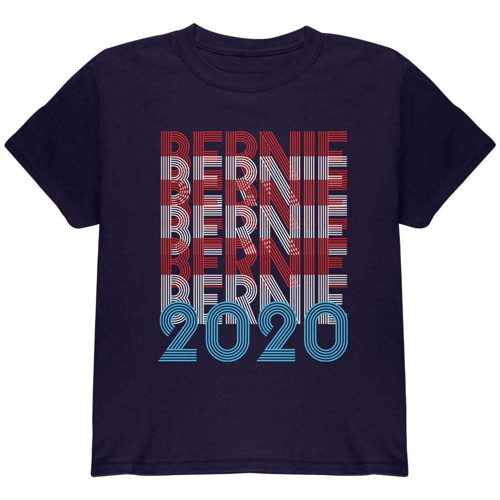 Election 2020 Bernie Sanders Vintage Style Overlap Youth T Shirt Youth T-Shirts Old Glory LG Navy