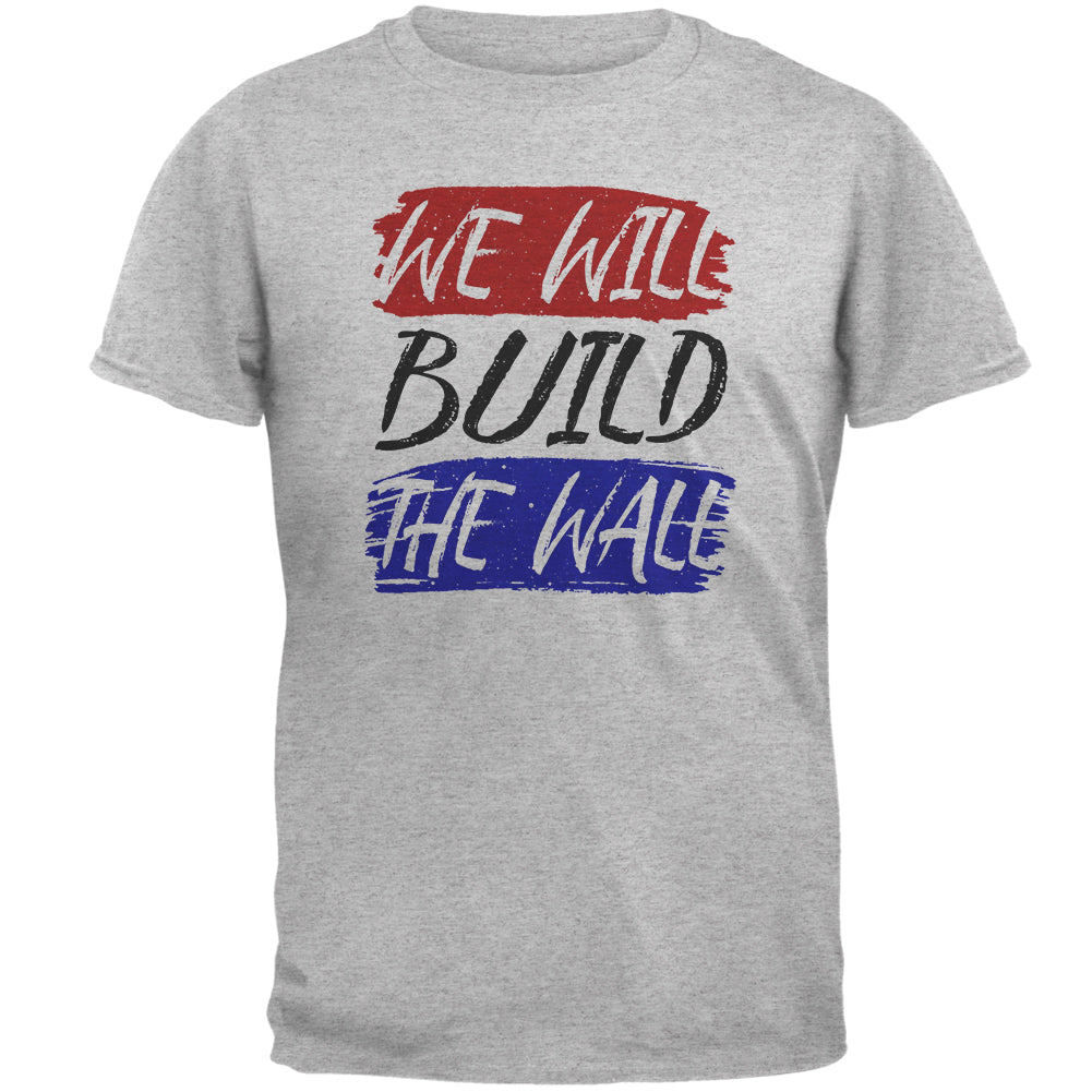 America First We Will Build the Wall Mens T Shirt Men's T-Shirts Old Glory 2XL Heather