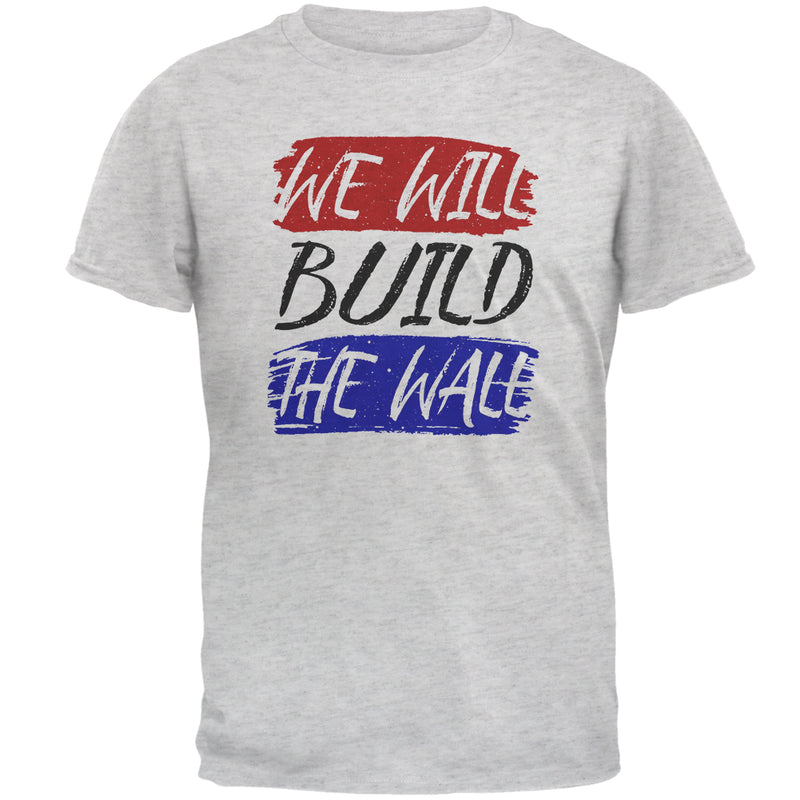 America First We Will Build the Wall Mens T Shirt Men's T-Shirts Old Glory 2XL Light Heather