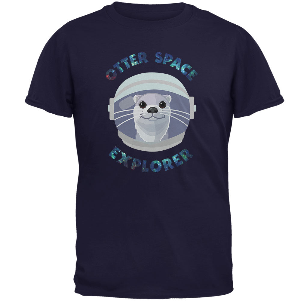 Otter Outer Space Explorer Cute Mens T Shirt Men's T-Shirts Old Glory 2XL Navy