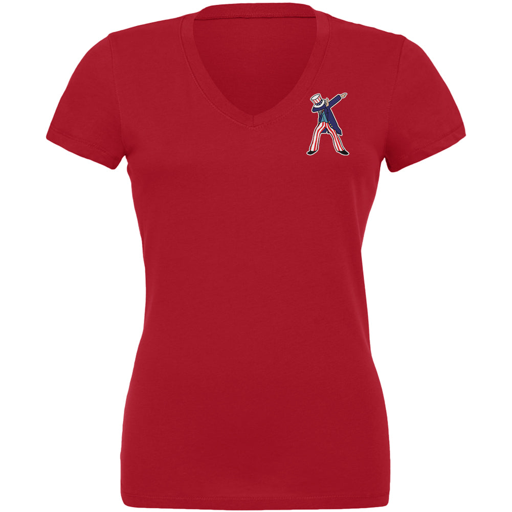 4th of July Dabbing Uncle Sam Juniors V-Neck T Shirt Juniors T-Shirts 4th of July 2XL Red