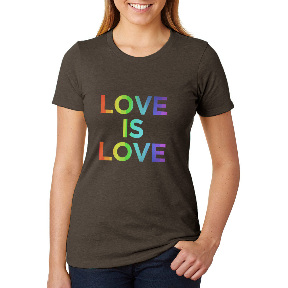 LGBT Gay Pride Love Is Love Juniors Soft Heather T Shirt Juniors T-Shirts LGBT 2XL Heather Brown