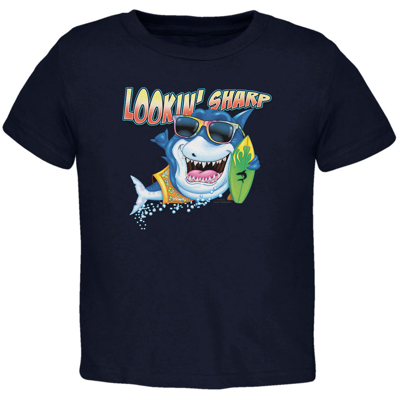 Shark Lookin' Sharp Toddler T Shirt Toddler T-Shirts Old Glory 2T Navy