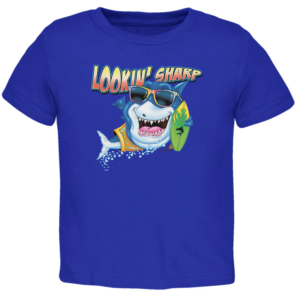Shark Lookin' Sharp Toddler T Shirt Toddler T-Shirts Old Glory 2T Royal