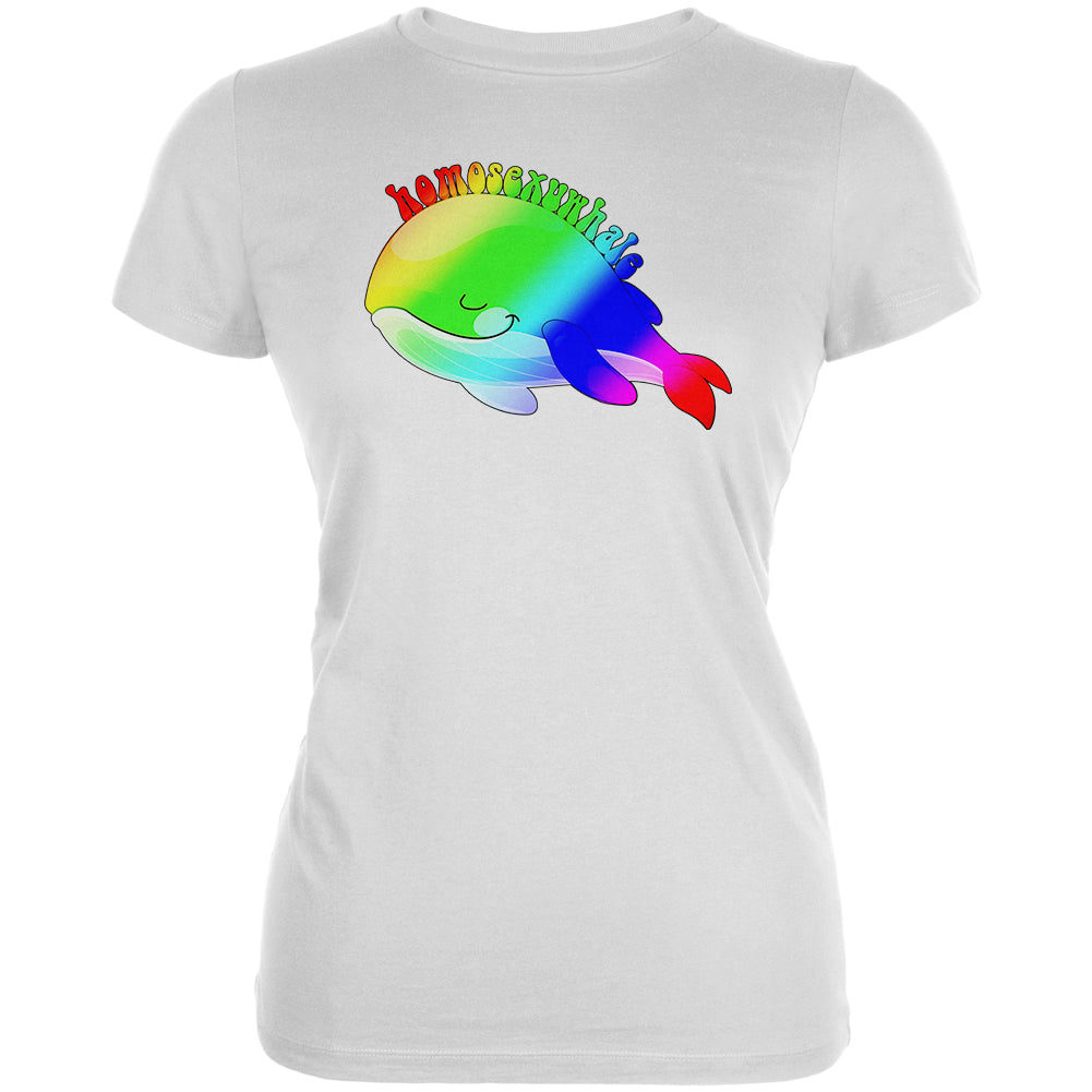 LGBT Homosexuwhale Whale Pun Juniors Soft T Shirt Juniors T-Shirts LGBT 2XL White
