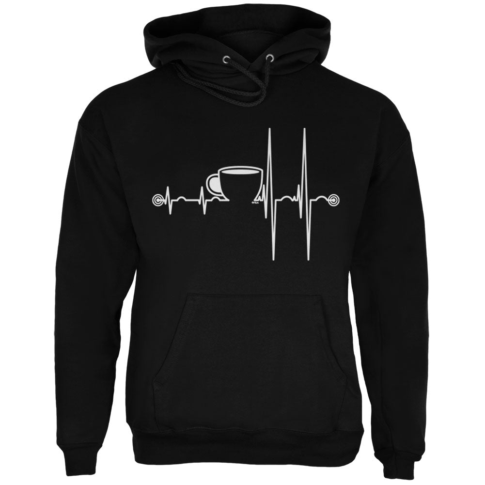 Coffee Cup Heartbeat Mens Hoodie Men's Hoodies Old Glory LG Black