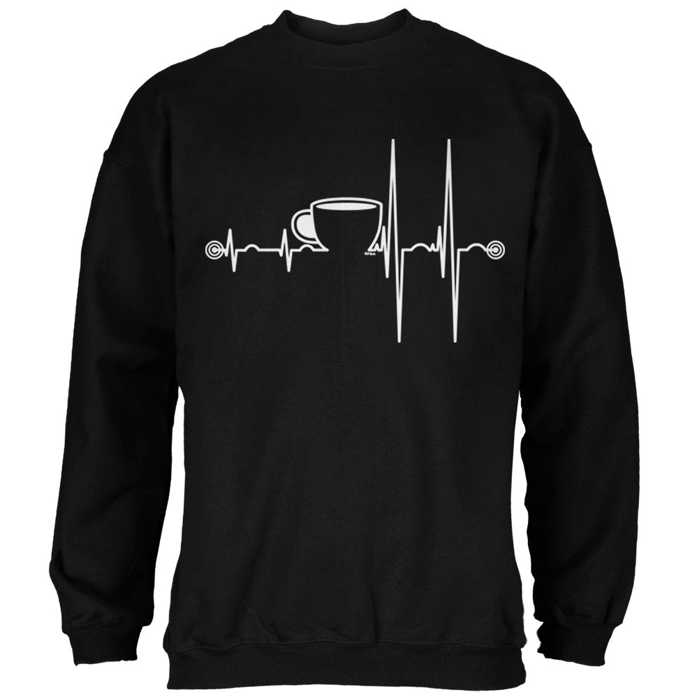 Coffee Cup Heartbeat Mens Sweatshirt Men's Sweatshirts Old Glory LG Black