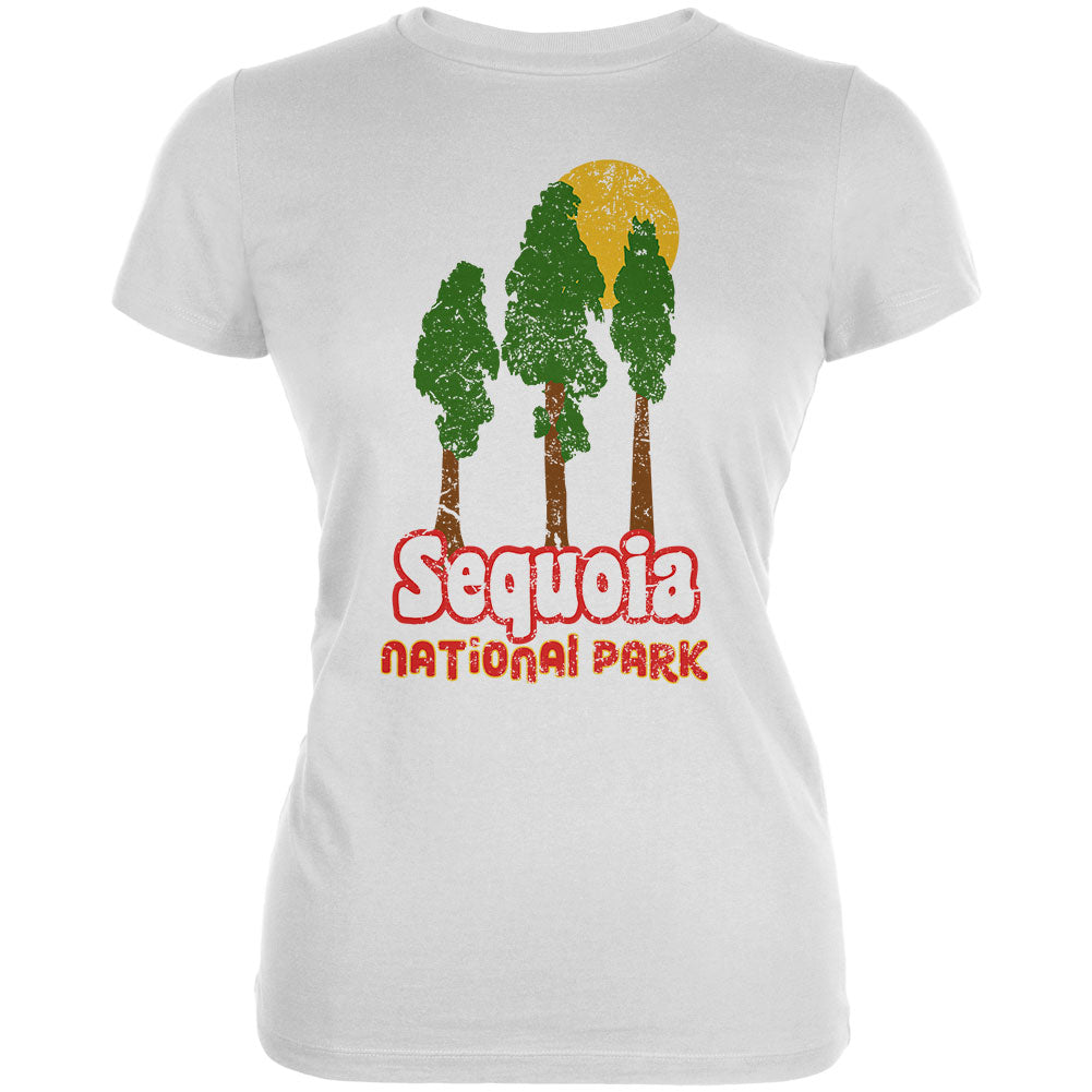 National Park Retro 70s Landscape Sequoia Juniors Soft T Shirt Juniors T-Shirts Old Glory 2XL White