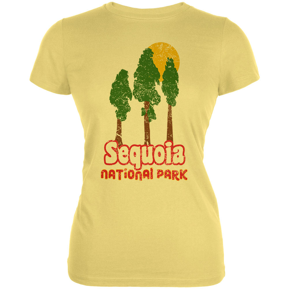 National Park Retro 70s Landscape Sequoia Juniors Soft T Shirt Juniors T-Shirts Old Glory LG Yellow