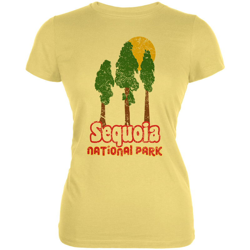 National Park Retro 70s Landscape Sequoia Juniors Soft T Shirt Juniors T-Shirts Old Glory LG Yellow