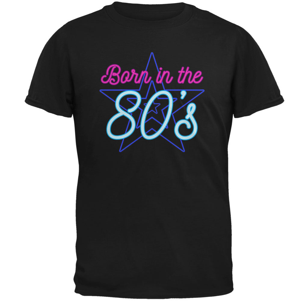 Retro 80s Neon Sign Born in the Eighties Mens Soft T Shirt Men's T-Shirts Old Glory 2XL Black