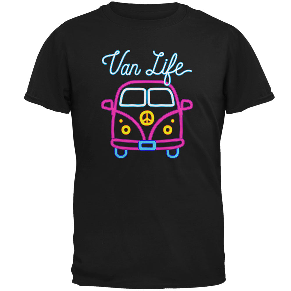 Retro Neon Sign Van Life Bus Mens Soft T Shirt Men's T-Shirts Old Glory 2XL Black