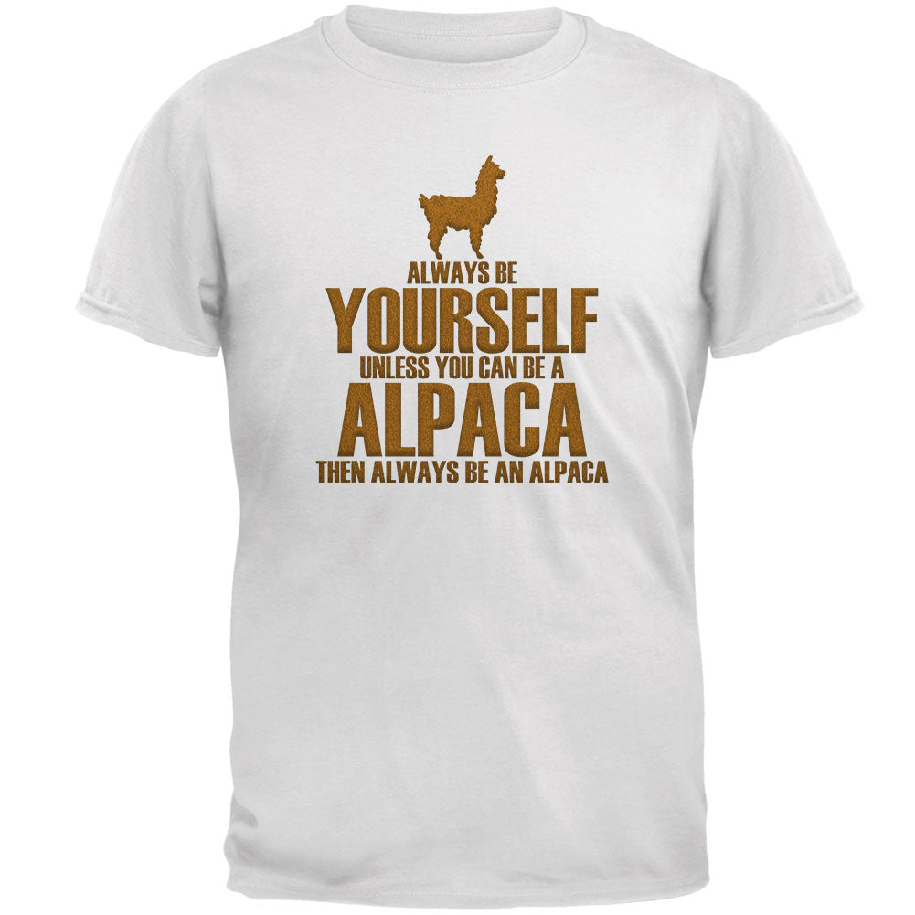 Always Be Yourself Alpaca Mens T Shirt Men's T-Shirts Old Glory 2XL White