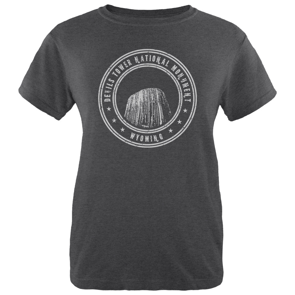 Devils Tower National Monument Womens Soft Heather T Shirt Women's T-Shirts Old Glory 2XL Deep Heather