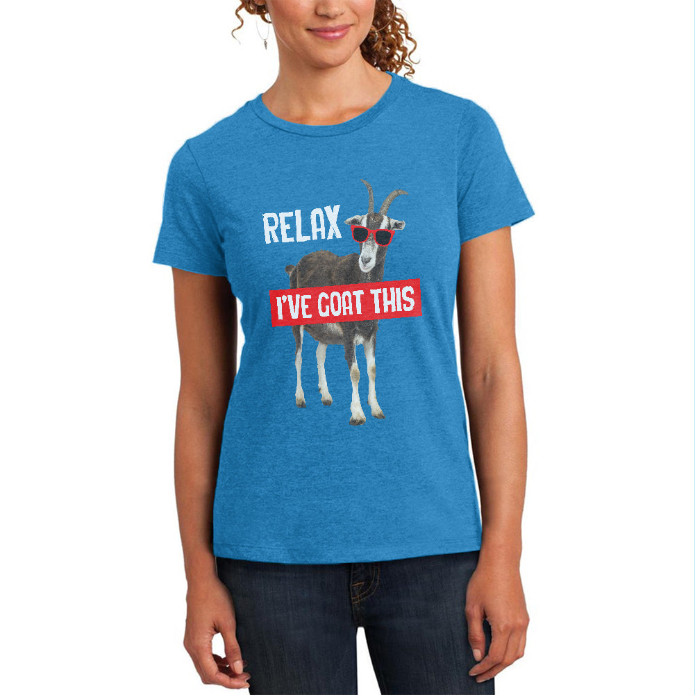 Relax I've Goat Got This Womens Soft Heather T Shirt Women's T-Shirts Old Glory 2XL Turquiose