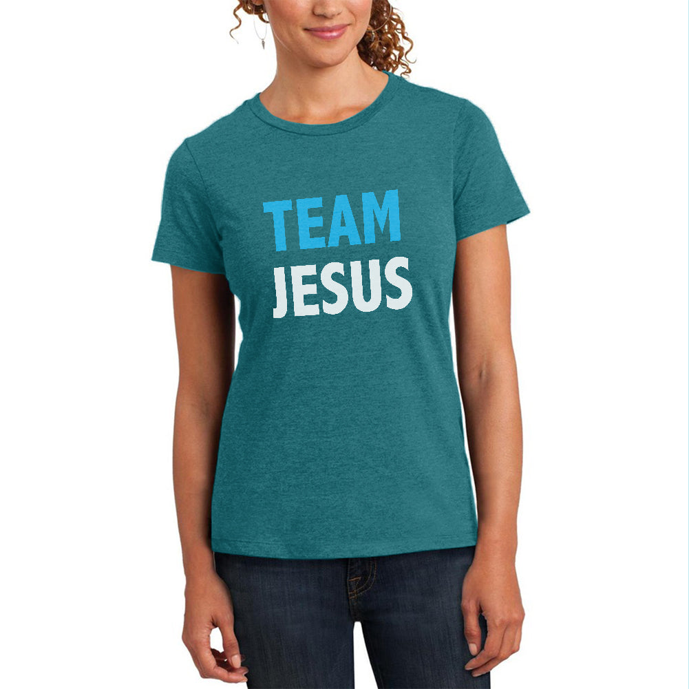 Team Jesus Womens Soft Heather T Shirt Women's T-Shirts Old Glory 2XL Heather Teal