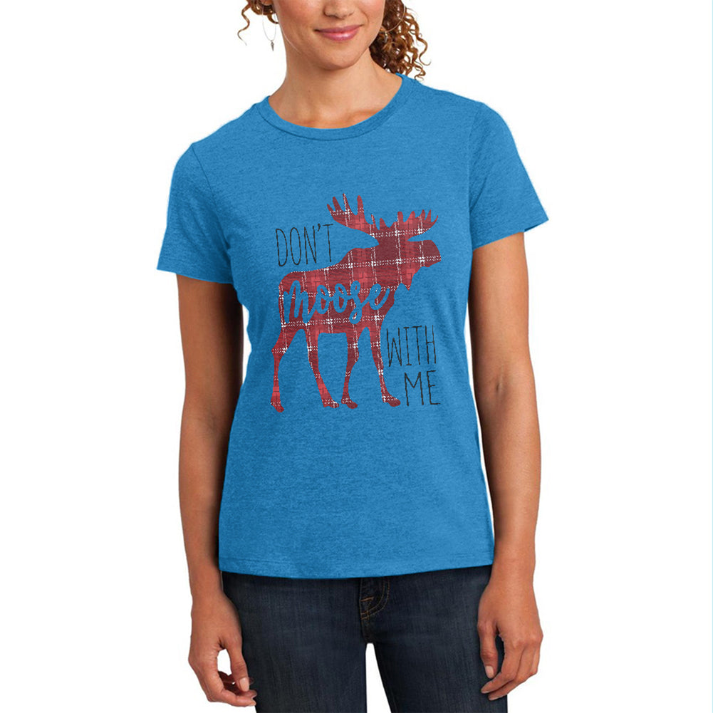 Autumn Don't Moose with Me Womens Soft Heather T Shirt Women's T-Shirts Old Glory MD Heather Bright Turquiose