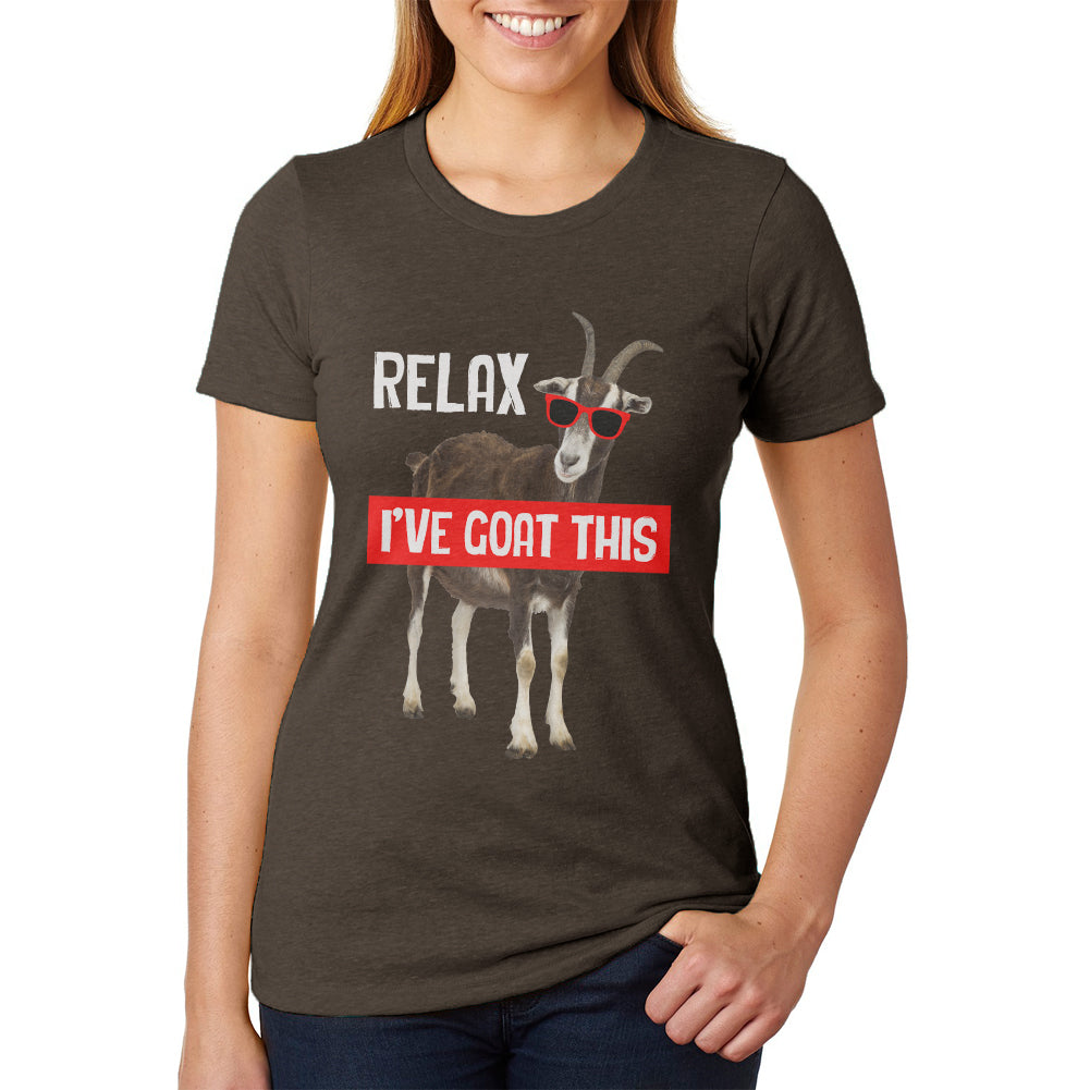 Relax I've Goat Got This Juniors Soft Heather T Shirt Juniors T-Shirts Old Glory 2XL Brown