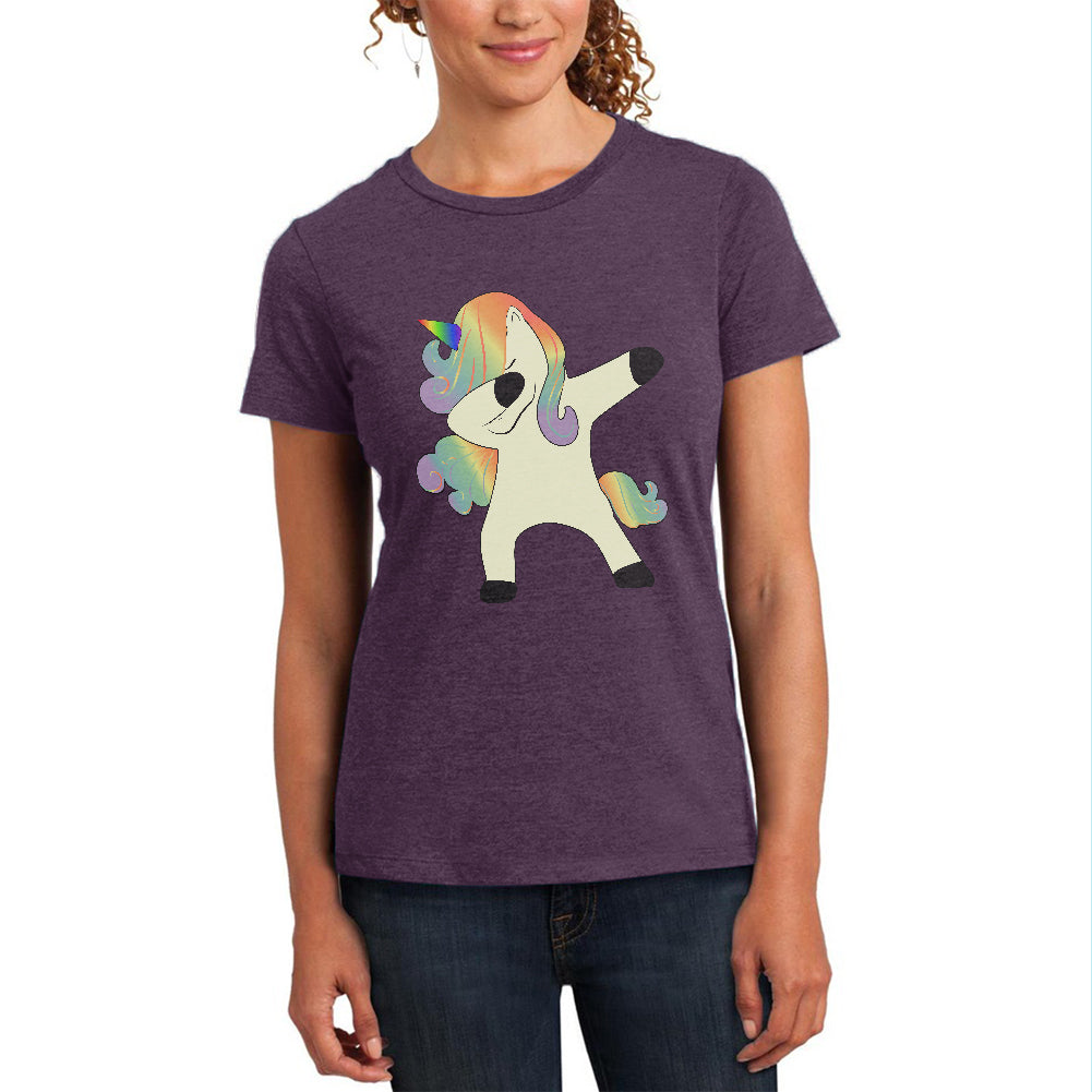 Dabbing Unicorn Womens Soft Heather T Shirt Women's T-Shirts Old Glory 2XL Eggplant