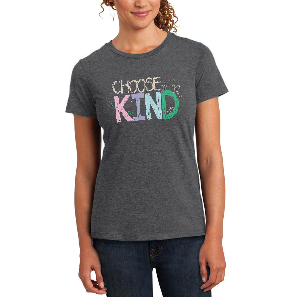 Anti-Bully Choose Kind Sketch Womens Soft Heather T Shirt Women's T-Shirts Old Glory 2XL Deep Heather