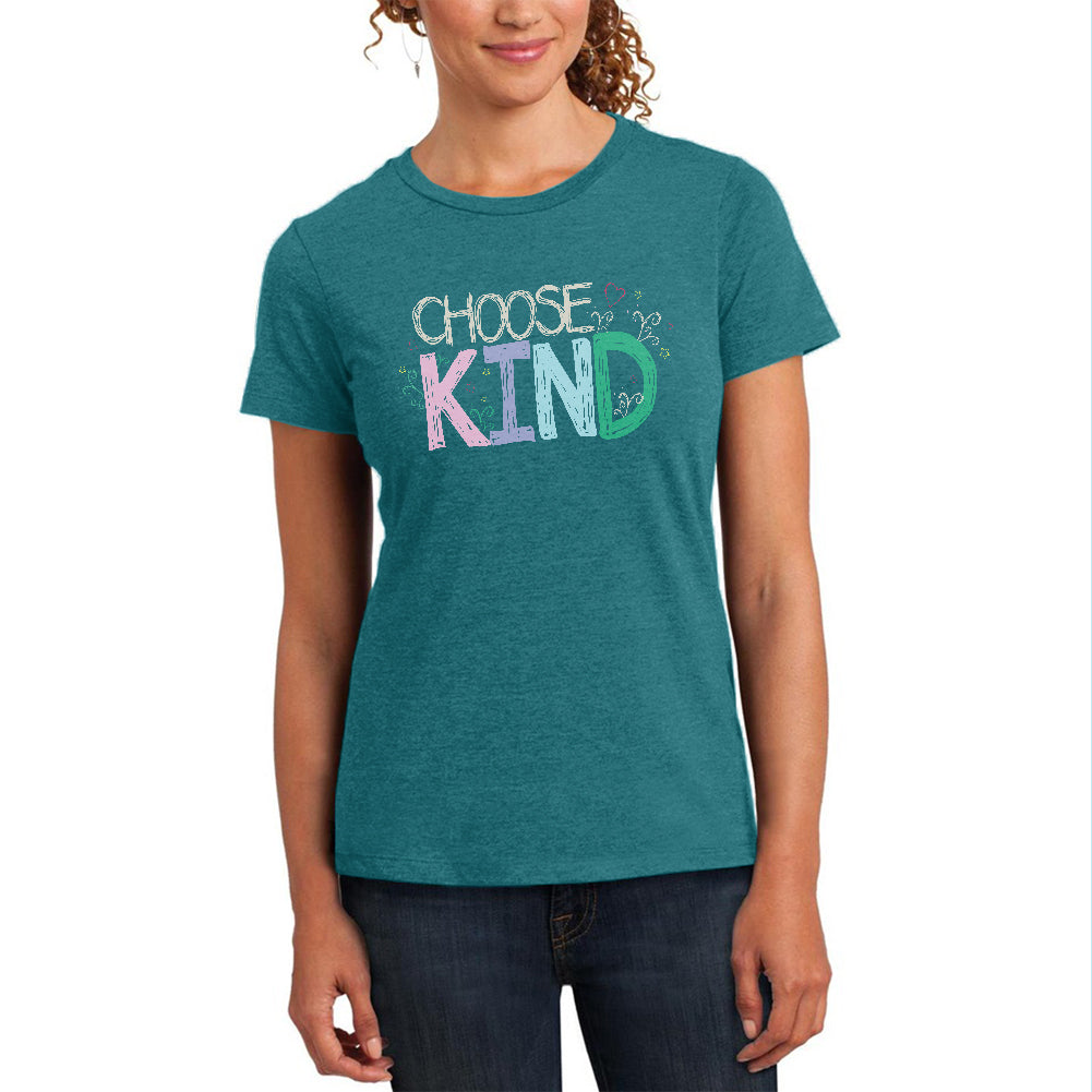 Anti-Bully Choose Kind Sketch Womens Soft Heather T Shirt Women's T-Shirts Old Glory 2XL Heathered Teal