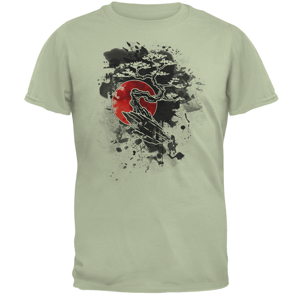 Japanese Bonsai Tree Ink Splatter Mens T Shirt Men's T-Shirts global MD Serene Green