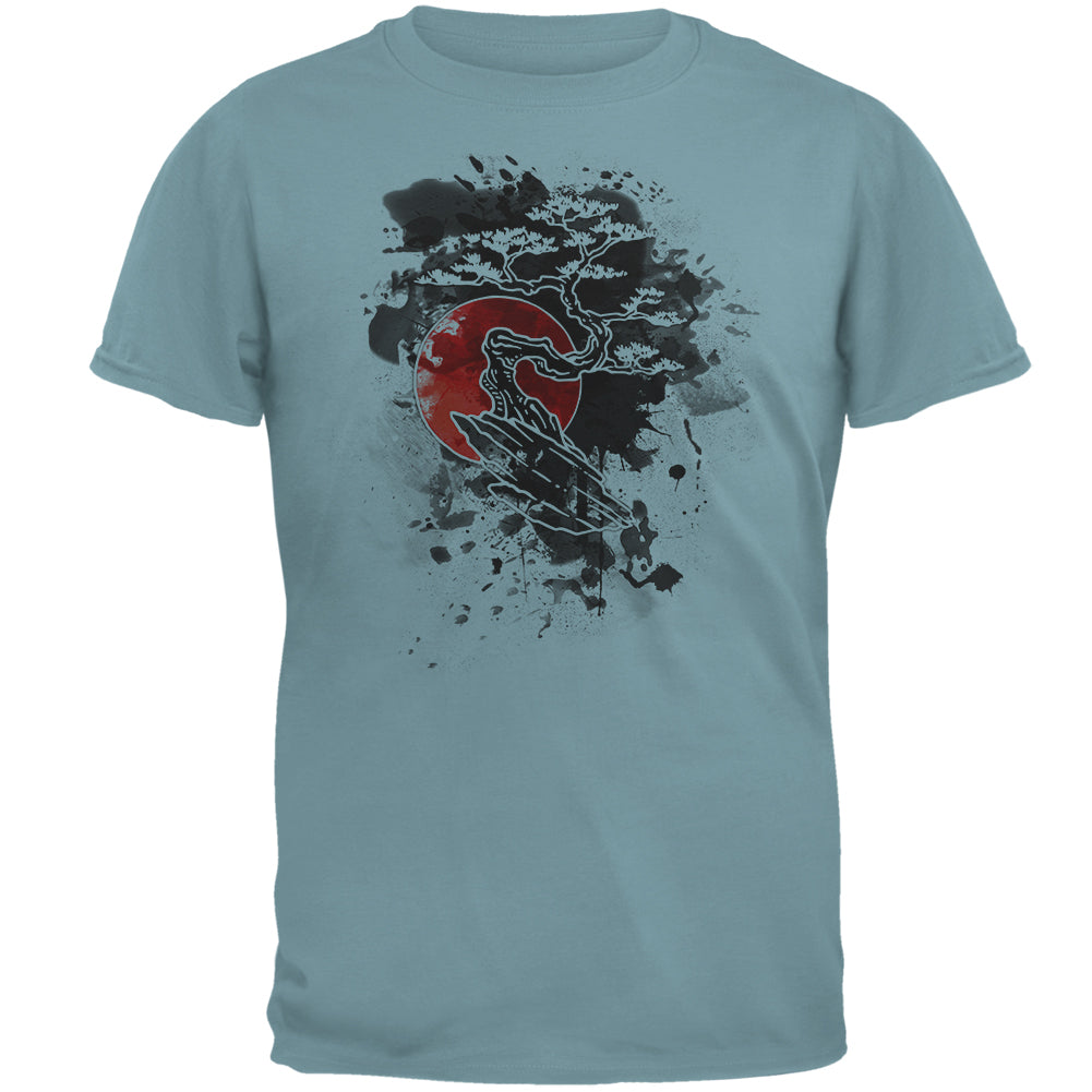Japanese Bonsai Tree Ink Splatter Mens T Shirt Men's T-Shirts global 2XL Seafoam