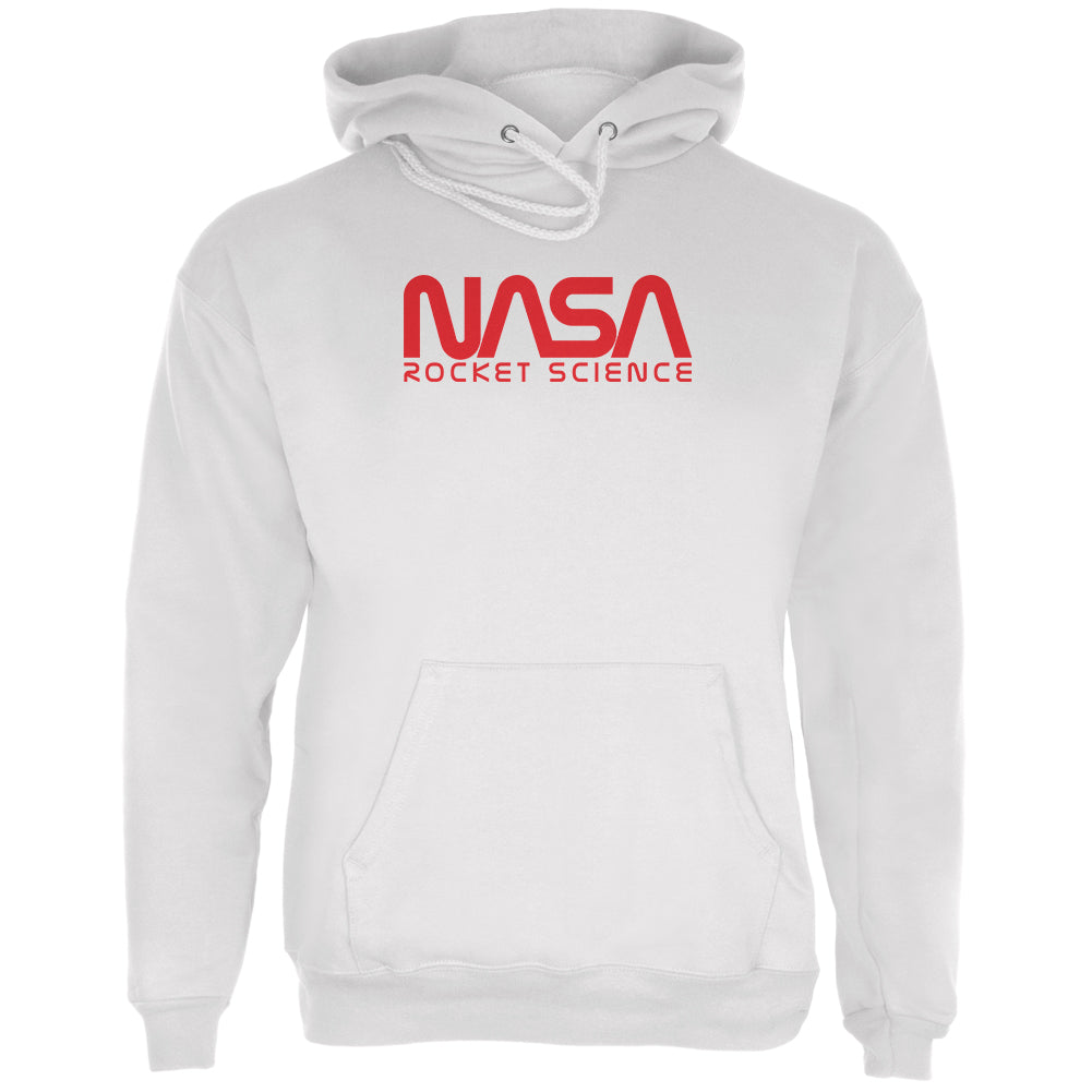 NASA Worm Rocket Science Mens Hoodie Men's Hoodies Old Glory LG White