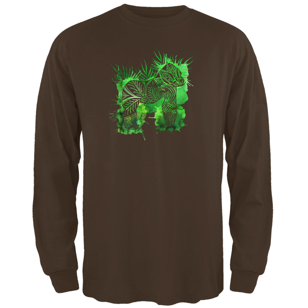 Henna Mountain Gorilla Jungle Splatter Mens Long Sleeve T Shirt Men's Long Sleeves Old Glory 2XL Brown