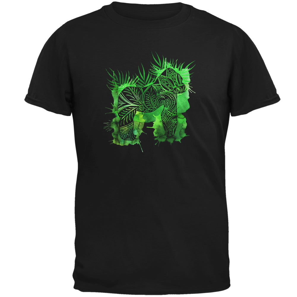 Henna Mountain Gorilla Jungle Splatter Mens T Shirt Men's T-Shirts Old Glory 2XL Black
