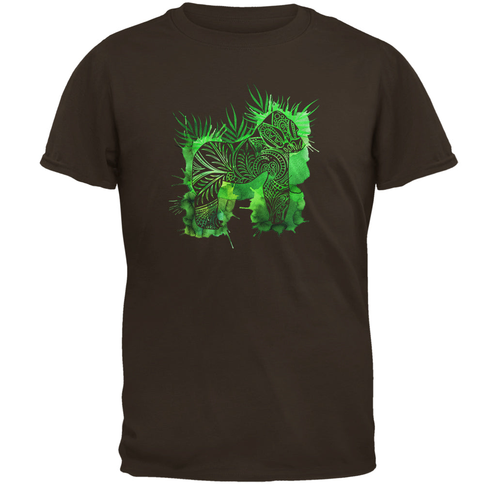 Henna Mountain Gorilla Jungle Splatter Mens T Shirt Men's T-Shirts Old Glory 2XL Brown