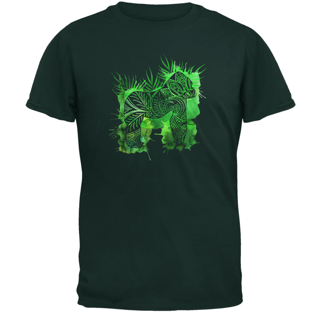 Henna Mountain Gorilla Jungle Splatter Mens T Shirt Men's T-Shirts Old Glory 2XL Green