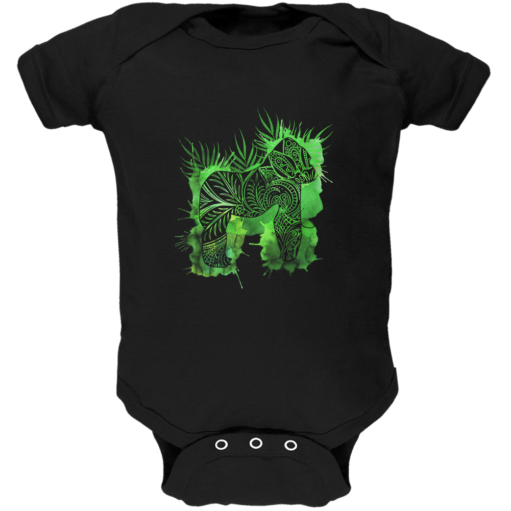 Henna Mountain Gorilla Jungle Splatter Soft Baby One Piece Baby One Piece Old Glory 0-3M Black